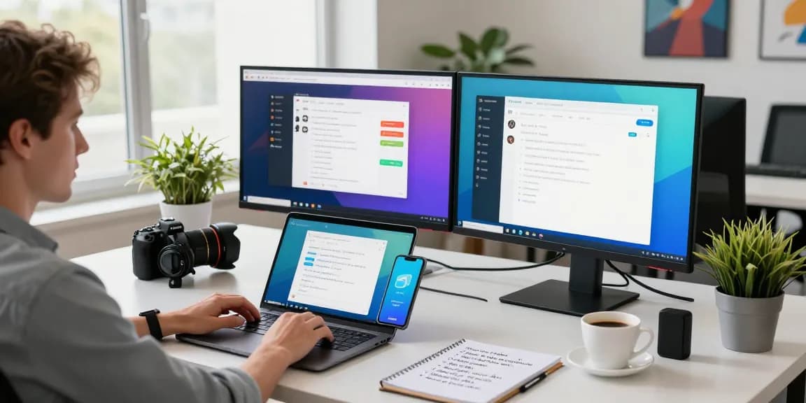 Engaging workspace with user accessing Telegram Web Version on laptop, showcasing modern digital communication tools.