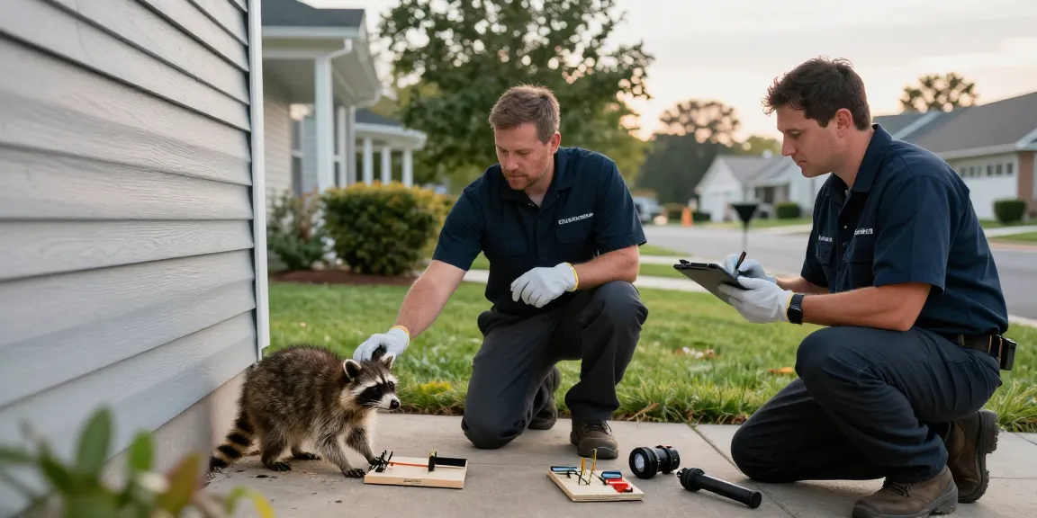 Raccoon Removal Toronto professionals assessing residential property for wildlife control.