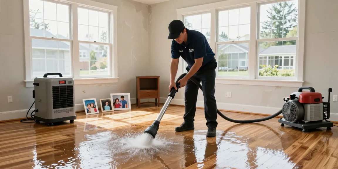 Water Damage Restoration North Vancouver technician extracting water with powerful equipment in a flooded home.